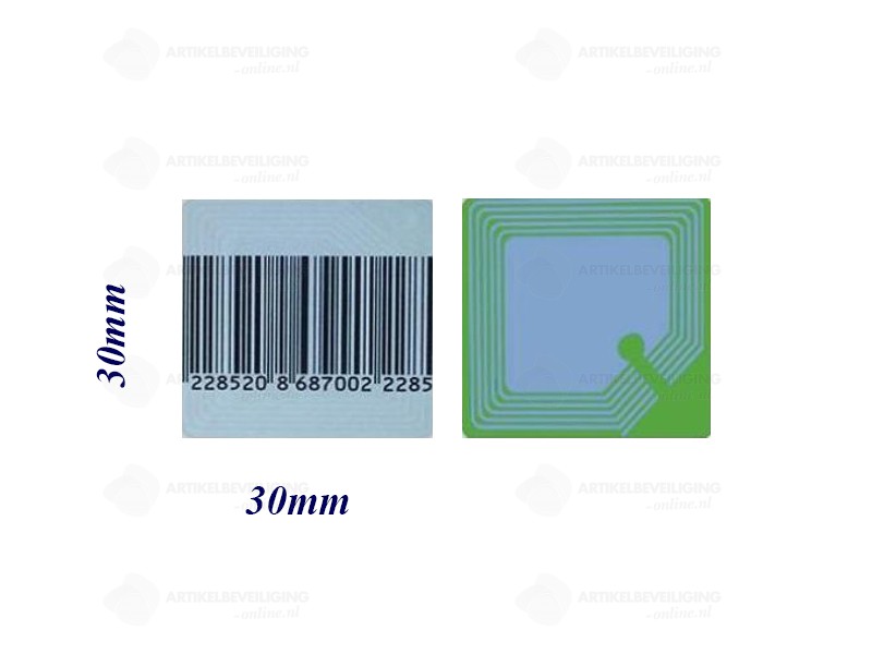 3x3 Klebeetiketten - RF - 8,2 MHz - Barcode -1.000 Stück per Rolle